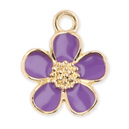 Metall Anhänger Blume Gold-purple
