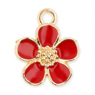 Metall Anhänger Blume Gold-red