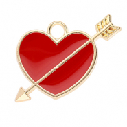 Metall Anhänger Herz mit Pfeil Gold-red