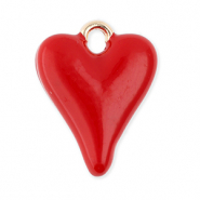 Metall Anhänger Herz Gold-red