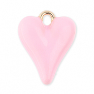 Metall Anhänger Herz Gold-light pink