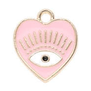 Metall Anhänger Herz Auge der Vorsehung Gold-light pink-white