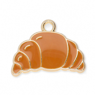 Metall Anhänger Croissant Gold-brown