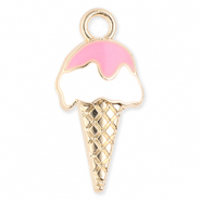 Metall Anhänger Ice Lolly Gold-white-light pink