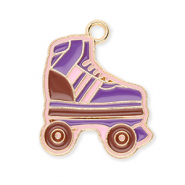 Metall Anhänger Rollschuh Gold-purple-brown-light pink