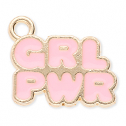 Metall Anhänger "Grl pwr" Gold-light pink