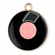 Metall Anhänger LP "Wow" Gold-black-pink