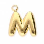 Stainless Steel - Rostfrei Stahl Anh&auml;nger Buchstaben M Gold