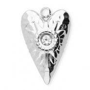 Stainless Steel - Rostfrei Stahl Anhänger Herz Silver-transparent