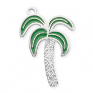 Stainless Steel - Rostfrei Stahl Anhänger Palme Silver-dark green