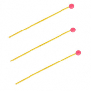 BY31&reg; Stainless Steel - Rostfrei Stahl Schmuckzubeh&ouml;r Nietstifte mit Kugel 35 mm Gold-magenta pink