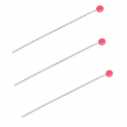 BY31® Stainless Steel - Rostfrei Stahl Schmuckzubehör Nietstifte mit Kugel 35 mm Silver-magenta pink