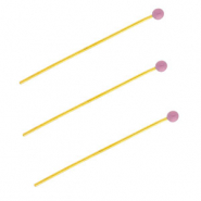 BY31® Stainless Steel - Rostfrei Stahl Schmuckzubehör Nietstifte mit Kugel 35 mm Gold-lavender purple