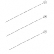 BY31® Stainless Steel - Rostfrei Stahl Schmuckzubehör Nietstifte mit Kugel 35 mm Silver