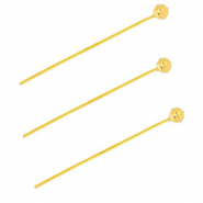 BY31&reg; Stainless Steel - Rostfrei Stahl Schmuckzubeh&ouml;r Nietstifte mit Kugel 35 mm Gold