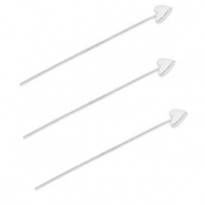 BY31® Stainless Steel - Rostfrei Stahl Schmuckzubehör Nietstifte mit Herz 35 mm Silver