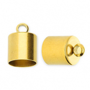Stainless Steel - Rostfrei Stahl Schmuckzubehör Endkappen Ø8 mm mit Öse Gold