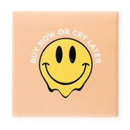 BY31&reg; Deko-Fliese mit Spruch "Buy now or cry later" Apricot-yellow-black-white