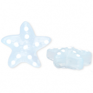 Handgefertigt Glasperlen Seestern Transparent light blue-white