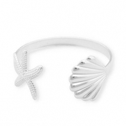 Armbänder aus Stainless Steel - Rostfreiem Stahl Bangle Muschel & Seestern Silver
