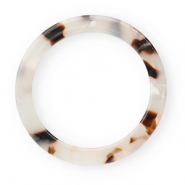 Resin Anhänger 35mm rund Tortoise white