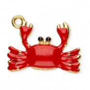 Stainless Steel - Rostfrei Stahl Anh&auml;nger Enamel Krabbe Gold-red-black