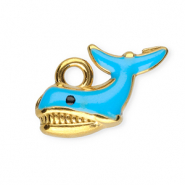 Stainless Steel - Rostfrei Stahl Anh&auml;nger Enamel Wal Gold-blue