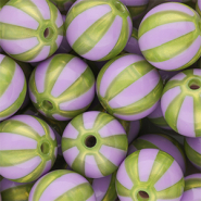16 mm DQ® Acrylperlen mit Streifen Purple-olive green