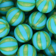 16 mm DQ® Acrylperlen mit Streifen Blue-green