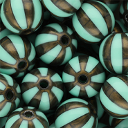 16 mm DQ® Acrylperlen mit Streifen Turquoise green-golden brown