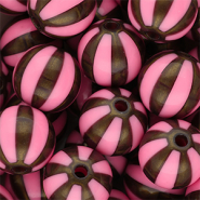 16 mm DQ® Acrylperlen mit Streifen Pink-golden brown
