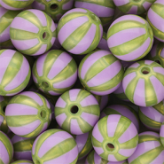 12 mm DQ® Acrylperlen mit Streifen Purple-olive green