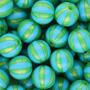 12 mm DQ® Acrylperlen mit Streifen Blue-green