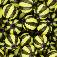 12 mm DQ® Acrylperlen mit Streifen Yellow-golden brown