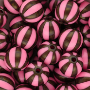 12 mm DQ® Acrylperlen mit Streifen Pink-golden brown