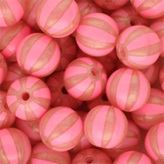 12 mm DQ® Acrylperlen mit Streifen Coral pink-peach pink