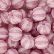 12 mm DQ® Acrylperlen mit Streifen Vintage pink