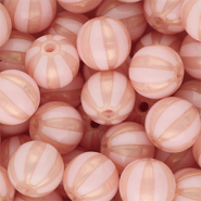 12 mm DQ® Acrylperlen mit Streifen Light pink-peach pink