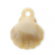 Acryl Anh&auml;nger Muschel Beige-brown-white