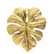 Stainless Steel - Rostfrei Stahl Anhänger Blatt Gold