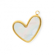 Stainless Steel - Rostfrei Stahl Anhänger Herz Gold-pearl white