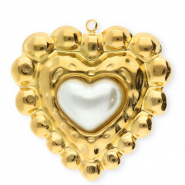Stainless Steel - Rostfrei Stahl Anhänger Herz Gold-white