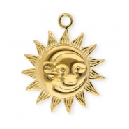 Stainless Steel - Rostfrei Stahl Anhänger Sonne & Mond Gold