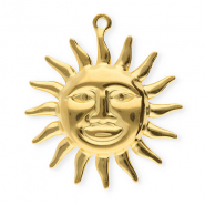 Stainless Steel - Rostfrei Stahl Anhänger Sonne mit Gesicht Gold