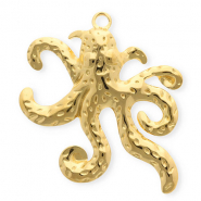 Stainless Steel - Rostfrei Stahl Anhänger Oktopus Gold