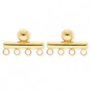 BY31® Stainless Steel - Rostfrei Stahl Schmuckzubehör Ohrringe / Ohrstecker länglich mit 4 Ösen Gold