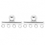 BY31® Stainless Steel - Rostfrei Stahl Schmuckzubehör Ohrringe / Ohrstecker länglich mit 4 Ösen Silver