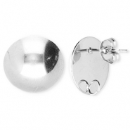 BY31® Stainless Steel - Rostfrei Stahl Schmuckzubehör Ohrringe / Ohrstecker Rund mit Öse Silver