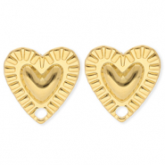 BY31® Stainless Steel - Rostfrei Stahl Schmuckzubehör Ohrringe / Ohrstecker Herz mit Öse Gold
