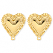 BY31® Stainless Steel - Rostfrei Stahl Schmuckzubehör Ohrringe / Ohrstecker Herz mit Öse Gold